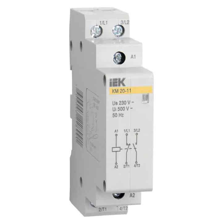 Contactor modular iEK, 230VAC, 2P, 20A, 1ND+1NI, KM20-11 Electric Casa