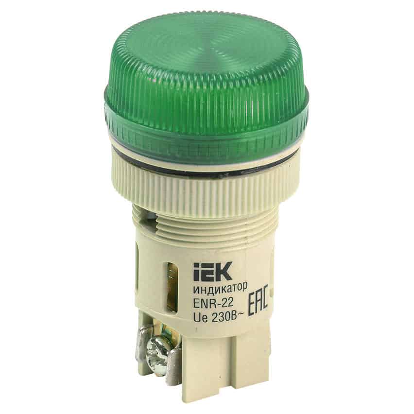 Lampa de semnalizare iEK, neon, verde, 230VAC, D22, ENR-22, BLS40-ENR ...