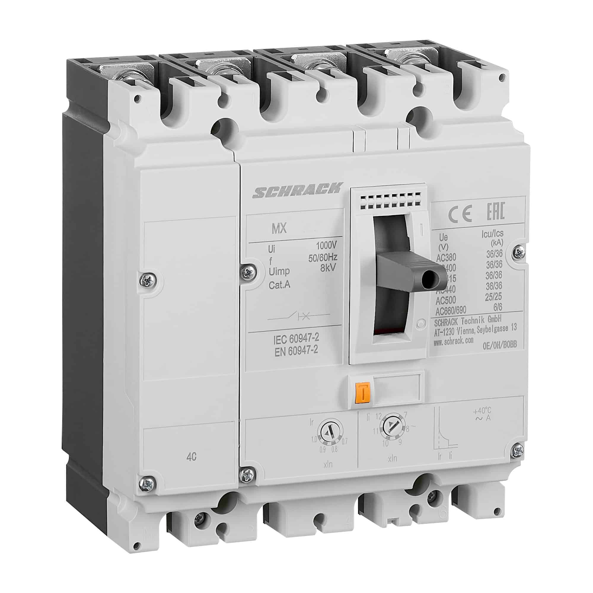 Intreruptor automat MCCB, marime 2, Schrack, 4P, 36kA, fix, 32A