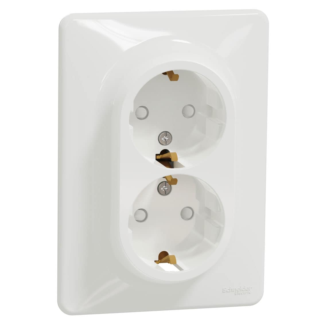 Priza 2P+E Schneider, dubla, incastrat, alb, Sedna Design