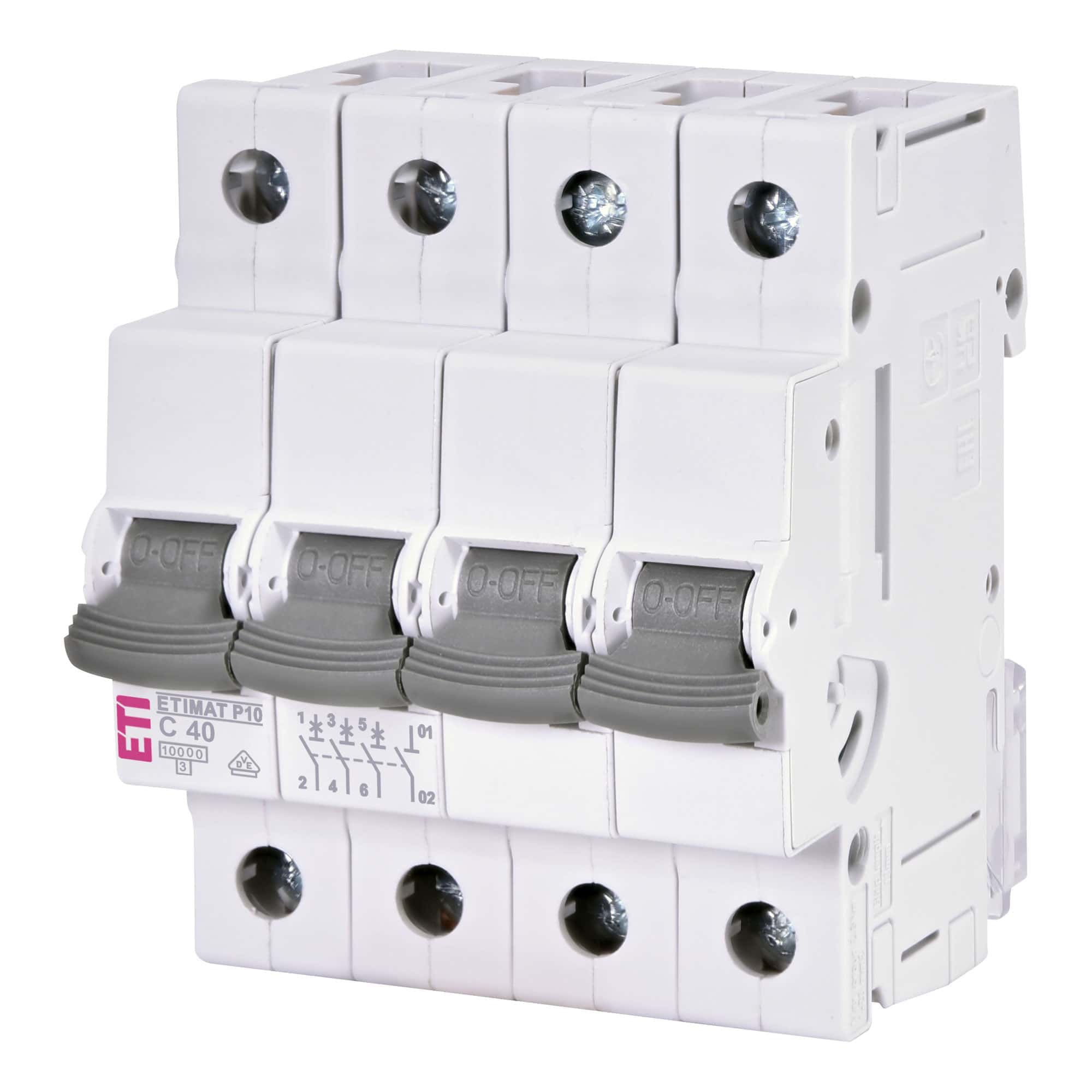 ＣＱT.ＣＱ4+.ＣＱ C+ Siguranta automata (disjunctor) tetrapolara ETI, 3P+N, 40A, curba