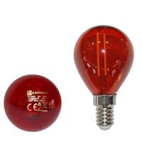 Bec LED decorativ Lumen, E14, sferic, 2W, rosie