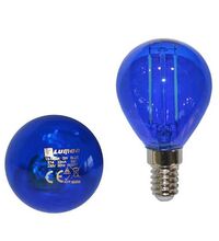 Bec LED decorativ Lumen, E14, sferic, 2W, albastra