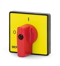 Placa de urgenta ON-OFF Scame, cu maneta, galben-rosu, de actionare separator, 50R1, 590.YM50R1