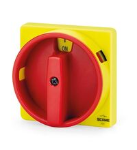 Placa de urgenta ON-OFF Scame, cu maneta, galben-rosu, de actionare separator, 68R1, 590.YM68R1