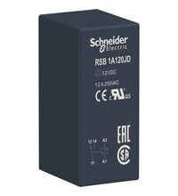 Releu intermediar Schneider, 5 pini, 12VDC, 12A, 1CO, RSB1A120JD