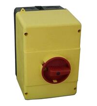 Cutie Motor Protector Legrand, cu maner rotativ galben/rosu, IP55, 417480