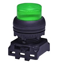 Buton comanda ETI, cu revenire si LED, buton in relief, verde, 004771271