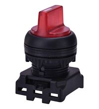 Selector cu maneta ETI, scurta cu revenire, luminoasa, 3 pozitii, rosu, 1-0-2, 004771363
