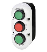 Cutie pentru comanda ETI, 3 butoane, verde/rosu/verde, FORWARD/STOP/REVERSE, 1ND+1NI+1ND, 004771444