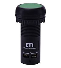 Buton comanda ETI, cu revenire, 1ND+1NI, verde, 004771471