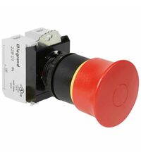Buton comanda Legrand, cu retinere, tasta tip ciuperca fixa, 1NI+1ND, 40mm, rosu, 023725
