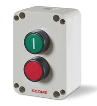 Cutie pentru comanda Scame, 2 butoane, verde/rosu, cu revenire, 1NI+1ND, 590.PR02A