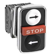 Buton comanda Schneider, cu revenire, Start-Stop, 1ND+1NI+1ND, negru/rosu, XB4BA711237
