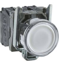 Buton comanda Schneider, cu revenire si LED, 1NI+1ND, alb, XB4BW31G5
