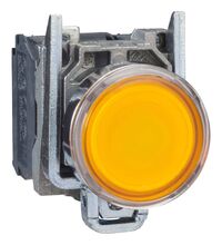 Buton comanda Schneider, cu revenire si LED, 1NI+1ND, galben, XB4BW35G5