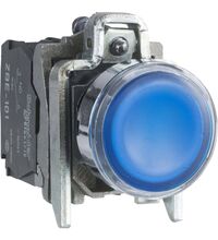 Buton comanda Schneider, cu revenire si LED, 1NI+1ND, albastru, XB4BW36G5
