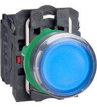 Buton comanda Schneider, cu revenire si LED, 1NI+1ND, albastru, XB5AW36B5
