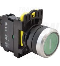 Buton comanda Tracon, cu revenire, inscriptionat ON, 1ND, verde, NYG3-P1