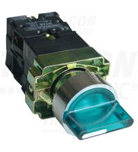 Selector cu maneta scurta cu retinere, luminoasa, 1NI+1ND, verde, 1-0-2, Tracon, NYGBK3365Z