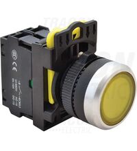Buton comanda Tracon, cu revenire si lumina ON-OFF, 1ND, galben, NYK3-LY