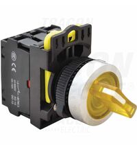 Selector cu maneta scurta cu revenire, luminoasa, 1ND+1NI, galben, 1-2, Tracon, NYK3-SL24Y