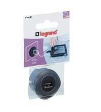 Stecher Legrand, adaptor, 2P+E, la 1xUSB, negru, 10A