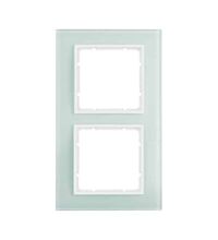 Rama decorativa aparataj unitar Berker, universala, 2 posturi, sticla alba-alb polar mat, B.7, 10126909
