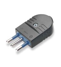 Stecher Scame, 2P+E, tip Italia, negru, 10A, intrare cablu frontal