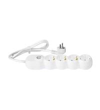 Prelungitor 4 posturi Wconn, 2P+E, intrerupator, 2 metri, alb, 16A