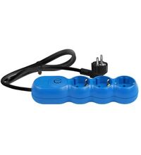 Prelungitor 3 posturi Wconn, 2P+E, intrerupator, 3 metri, albastru, 16A