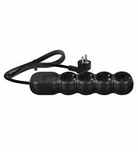Prelungitor 4 posturi Wconn, 2P+E, intrerupator, 5 metri, negru, 16A