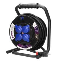 Derulator tambur PVC Orno, negru, 4 prize, 2P+E, HO7RN-F 3X2.5mmp, 20 metri, intrerupator ,13156