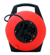 Derulator tambur PVC Strohm, protectie la supratensiune, 4 prize, 2P+E, 3X1mmp, 10 metri