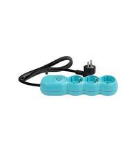 Prelungitor 3 posturi Wconn, 2P+E, intrerupator, 5 metri, turcoaz, 16A