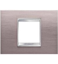 Rama decorativa aparataj modular Gewiss, rectangulara, 2M, aluminiu periat, Chorus Lux, GW16202MS