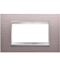 Rama decorativa aparataj modular Gewiss, rectangulara, 4M, aluminiu periat, Chorus Lux, GW16204MS