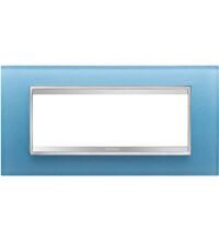 Rama decorativa aparataj modular Gewiss, rectangulara, 6M, albastru marin, Chorus Lux, GW16206CA