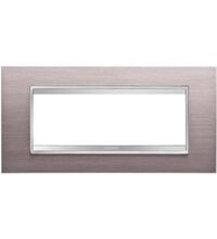 Rama decorativa aparataj modular Gewiss, rectangulara, 6M, aluminiu periat, Chorus Lux, GW16206MS