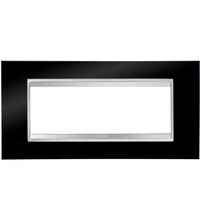 Rama decorativa aparataj modular Gewiss, rectangulara, 6M, negru, Chorus Lux, GW16206TN
