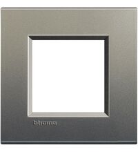 Rama decorativa aparataj modular Bticino, rectangulara, 2M, argintiu matase, Living-light, LNA4802AE
