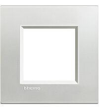 Rama decorativa aparataj modular Bticino, rectangulara, 2M, argintiu natural, Living-light, LNA4802AG