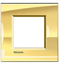 Rama decorativa aparataj modular Bticino, rectangulara, 2M, auriu metal, Living-light, LNA4802OA