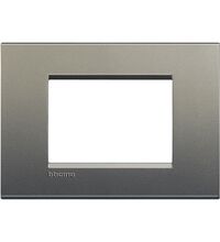 Rama decorativa aparataj modular Bticino, rectangulara, 3M, argintiu matase, Living-light, LNA4803AE