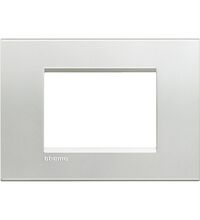 Rama decorativa aparataj modular Bticino, rectangulara, 3M, argintiu natural, Living-light, LNA4803AG