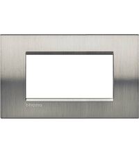 Rama decorativa aparataj modular Bticino, rectangulara, 4M, otel slefuit natural, Living-light, LNA4804ACS