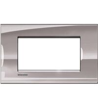 Rama decorativa aparataj modular Bticino, rectangulara, 4M, nichel metal, Living-light, LNA4804NS