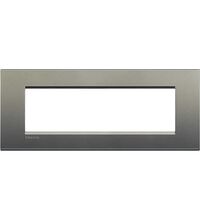 Rama decorativa aparataj modular Bticino, rectangulara, 7M, argintiu matase, Living-light, LNA4807AE