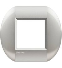 Rama decorativa aparataj modular Bticino, elipsa, 2M, aluminiu neutru, Living-light, LNB4802TE