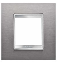 Rama decorativa aparataj unitar Gewiss, universala, 2 posturi, inox-gri, Chorus Lux International, GW16222MI